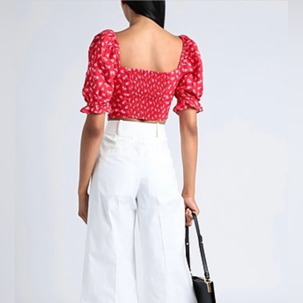 & Other Stories red floral milkmaid crop top size 4 - Picture 4 of 6